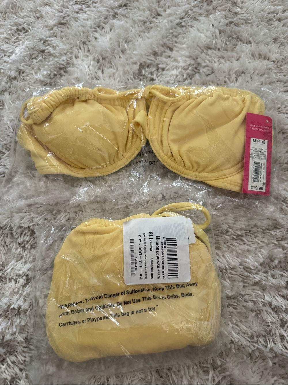 Target Light Yellow Bandeau Bikini Top and Bottom